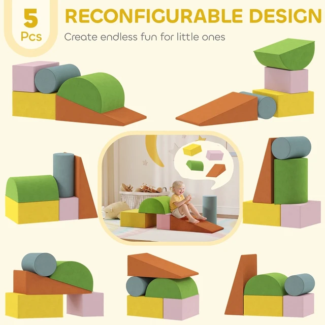 Alt view image 4 of 7 - Climbing Toys for Toddlers, Soft Foam Climbing Blocks, Orange/Green