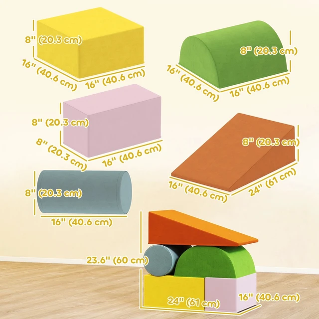 Alt view image 2 of 7 - Climbing Toys for Toddlers, Soft Foam Climbing Blocks, Orange/Green
