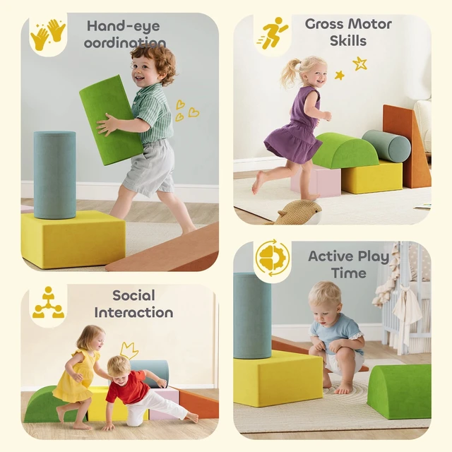 Alt view image 5 of 7 - Climbing Toys for Toddlers, Soft Foam Climbing Blocks, Orange/Green