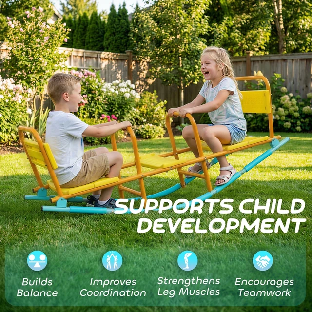 Alt view image 5 of 7 - 2 in 1 Teeter Totter Seesaw for Kids Age 3-8 for Indoor Outdoor