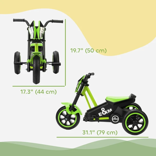 Alt view image 2 of 7 - Kids Tricycle Baby Trike, Kids Trike with Pedal for Boys and Girls, Green