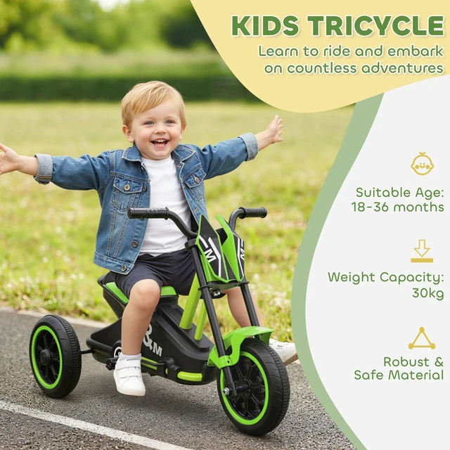 Alt view image 4 of 7 - Kids Tricycle Baby Trike, Kids Trike with Pedal for Boys and Girls, Green