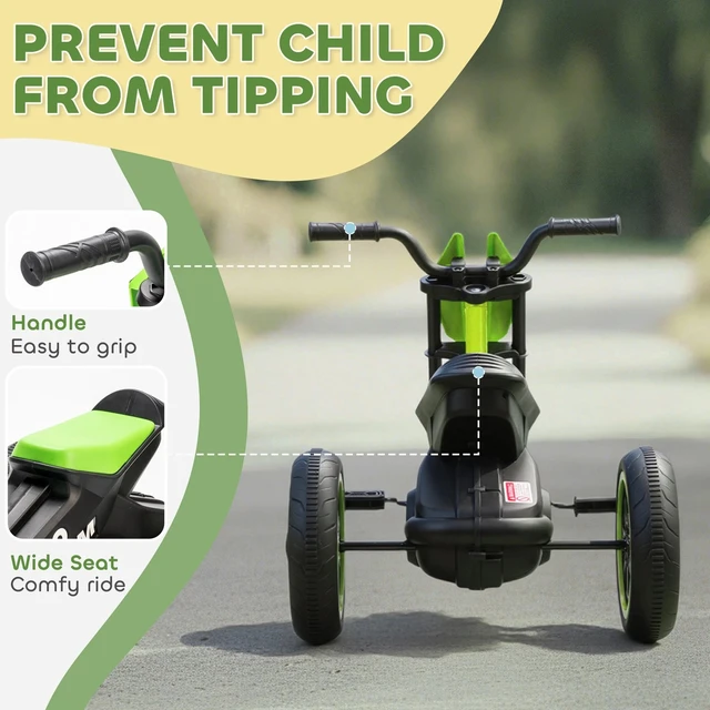 Alt view image 3 of 7 - Kids Tricycle Baby Trike, Kids Trike with Pedal for Boys and Girls, Green