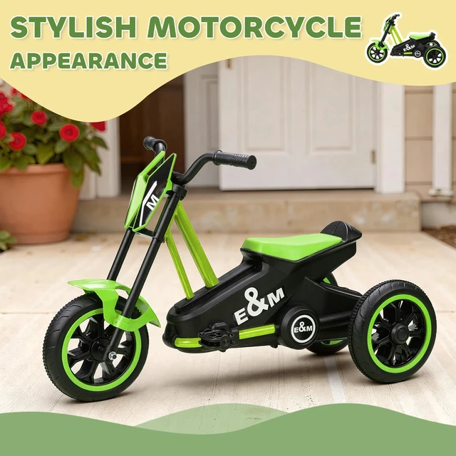 Alt view image 5 of 7 - Kids Tricycle Baby Trike, Kids Trike with Pedal for Boys and Girls, Green