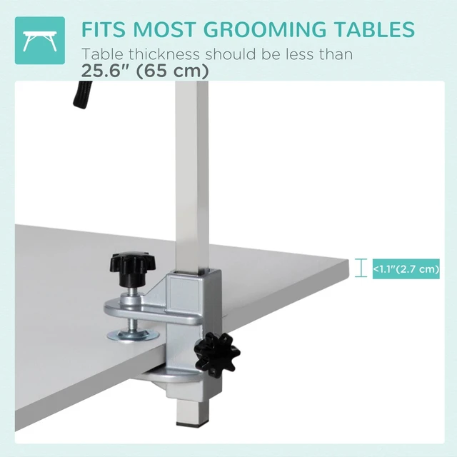 Alt view image 7 of 7 - Adjustable Pet Grooming Arm Foldable Grooming Holder w/ Clamp, for Medium Dogs