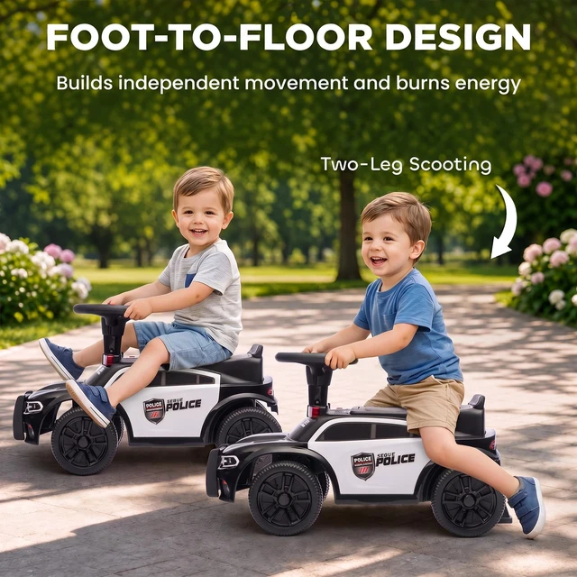 Alt view image 5 of 7 - Toddler Push Car, Foot to Floor Ride on Car with Light, Music, Black