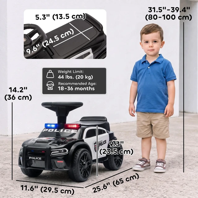 Alt view image 6 of 7 - Toddler Push Car, Foot to Floor Ride on Car with Light, Music, Black