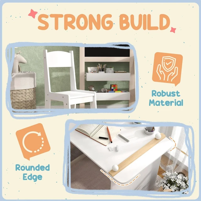Alt view image 2 of 7 - 3 in 1 Kids Table and Chair Set with Foldable Easel, White