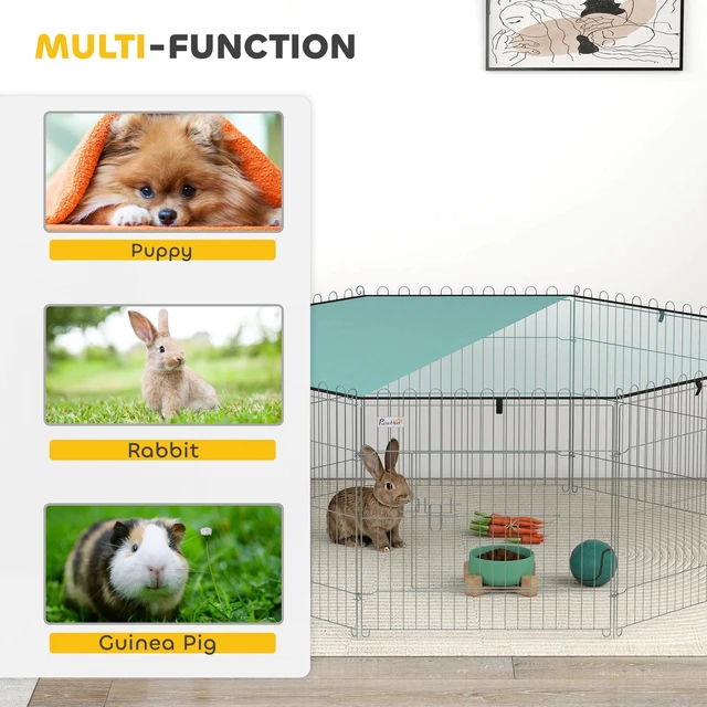 Alt view image 6 of 7 - 8 Pannels Foldable Pet Playpen with Top Cover for Dogs, Cats