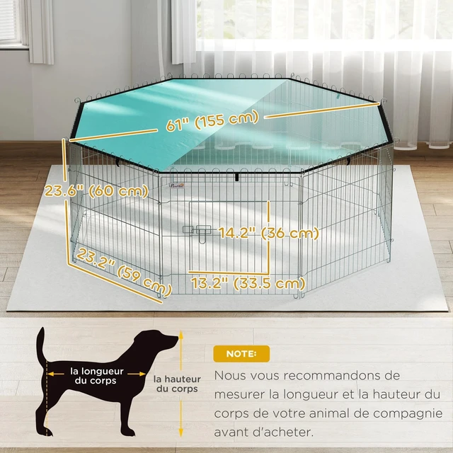 Alt view image 2 of 7 - 8 Pannels Foldable Pet Playpen with Top Cover for Dogs, Cats