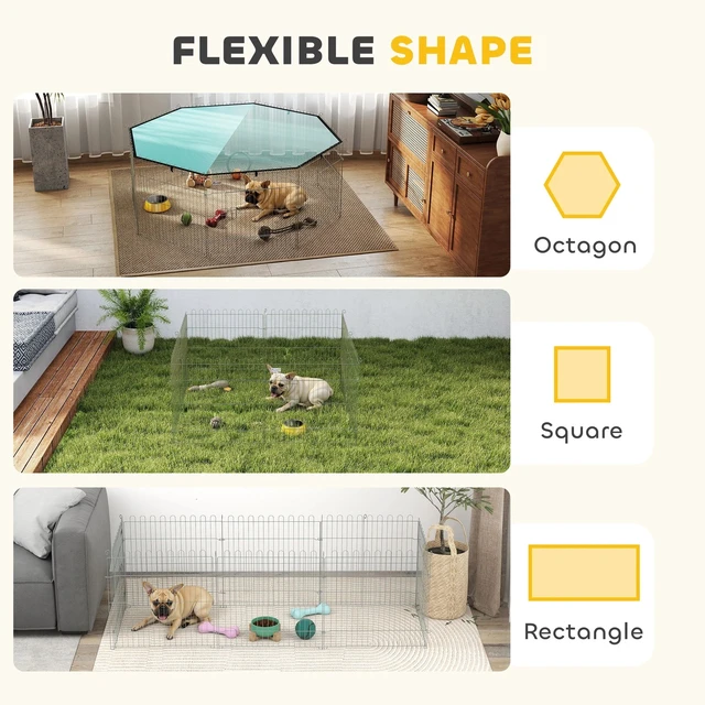 Alt view image 5 of 7 - 8 Pannels Foldable Pet Playpen with Top Cover for Dogs, Cats