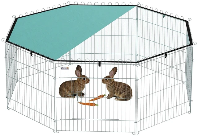 Main image of 8 Pannels Foldable Pet Playpen with Top Cover for Dogs, Cats
