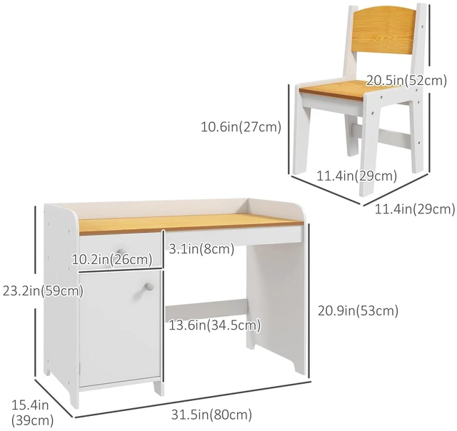 Alt view image 2 of 7 - Kids Desk and Chair Set for 3-6 Year Old with Storage, White