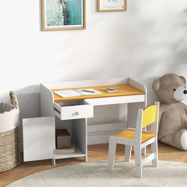 Alt view image 7 of 7 - Kids Desk and Chair Set for 3-6 Year Old with Storage, White