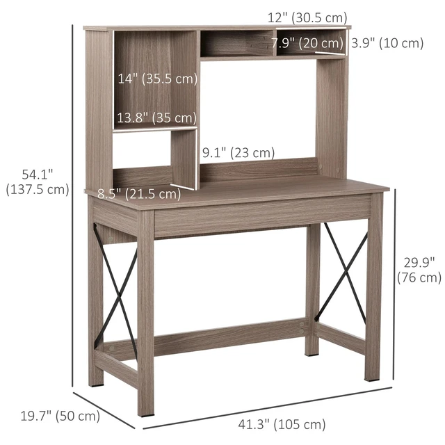 Alt view image 2 of 7 - Rectangle Computer Desk w/ Hutch Writing Table Workstation for Home Office