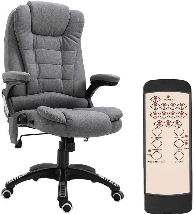 Main image of Home Office Massage Chair High Back Chair w/ Reclining, Swivel Wheels, Grey