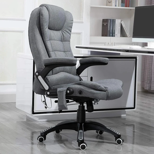 Alt view image 4 of 7 - Home Office Massage Chair High Back Chair w/ Reclining, Swivel Wheels, Grey