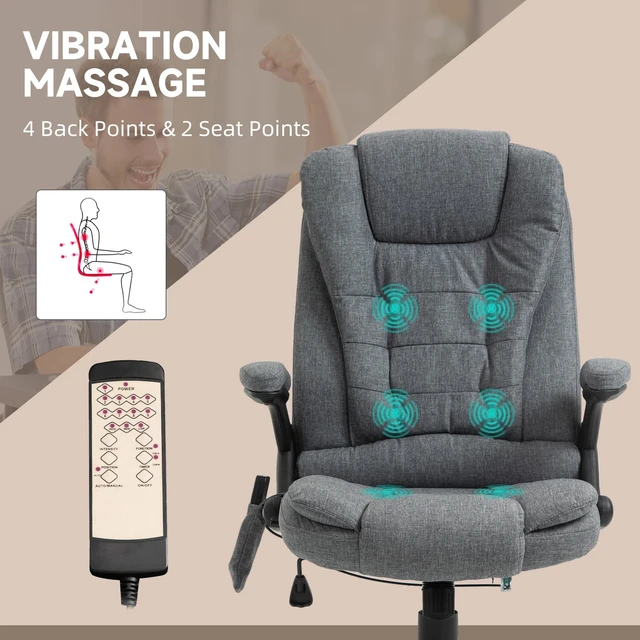 Alt view image 7 of 7 - Home Office Massage Chair High Back Chair w/ Reclining, Swivel Wheels, Grey