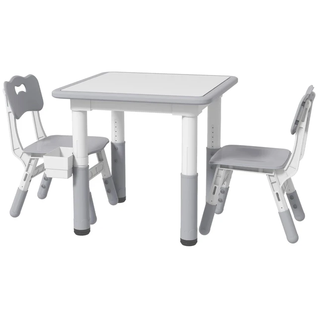 Main image of 3 Pcs Adjustable Kids Table and Chair Set w/ Storage