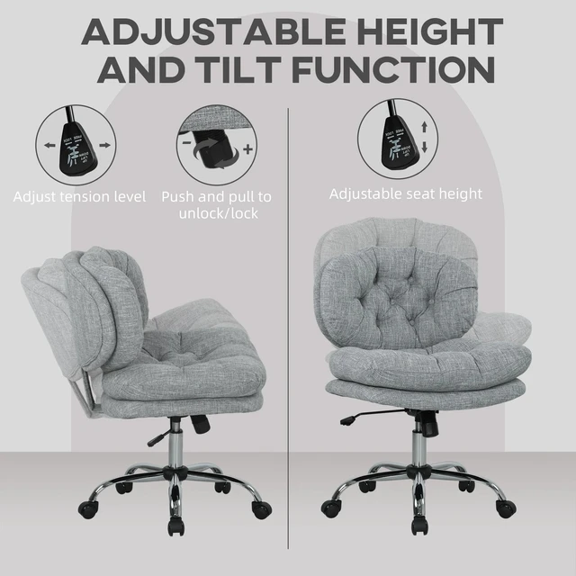 Alt view image 6 of 7 - Armless Office Chair with Wide Thick Padded Seat, Grey