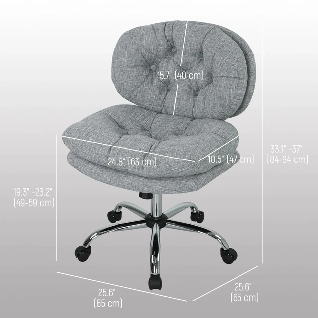 Alt view image 2 of 7 - Armless Office Chair with Wide Thick Padded Seat, Grey