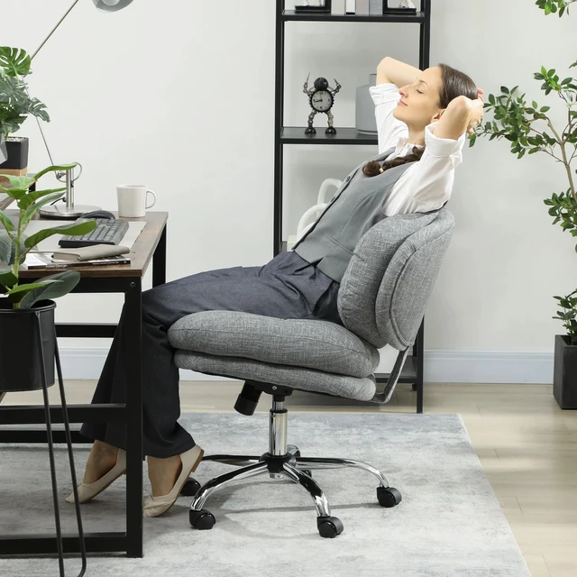 Alt view image 7 of 7 - Armless Office Chair with Wide Thick Padded Seat, Grey