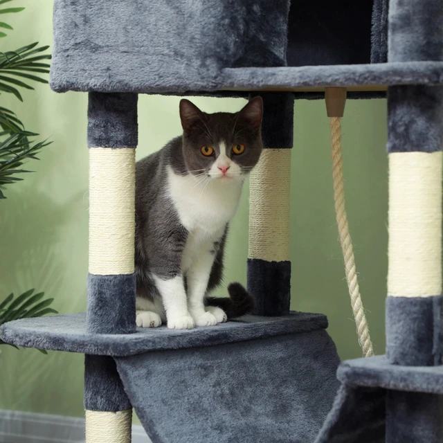 Alt view image 7 of 7 - 81" Large Cat Tree w/ Scratching Posts, Dark Grey