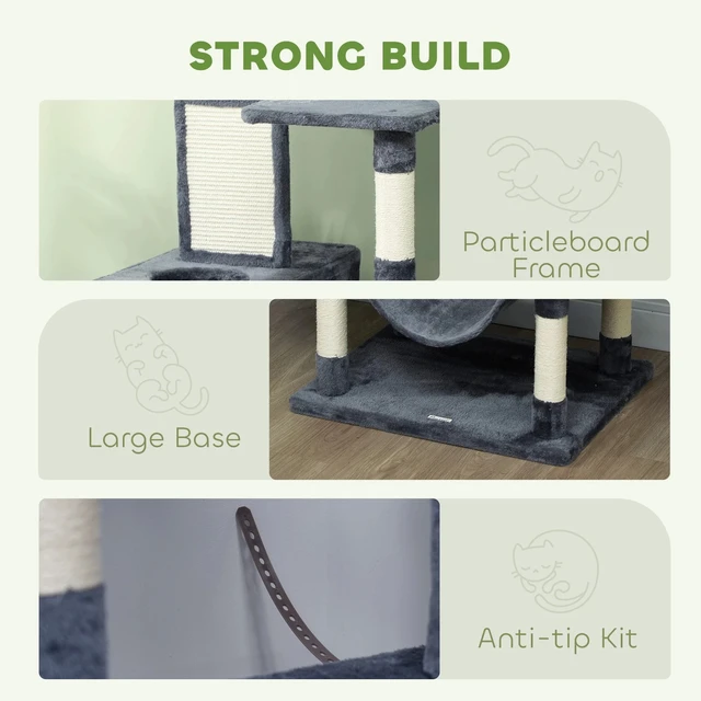 Alt view image 5 of 7 - 81" Large Cat Tree w/ Scratching Posts, Dark Grey