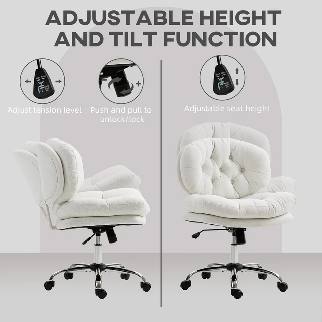 Alt view image 5 of 7 - Armless Office Chair with Wide Thick Padded Seat, White