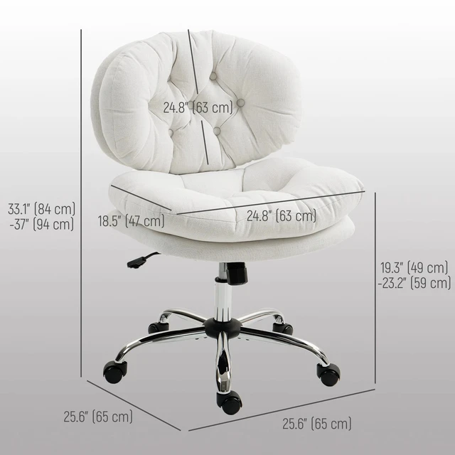 Alt view image 2 of 7 - Armless Office Chair with Wide Thick Padded Seat, White