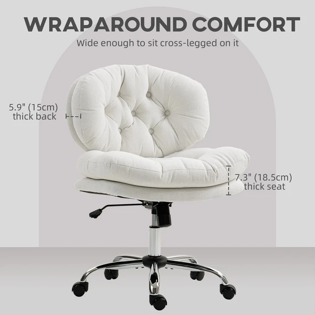 Alt view image 4 of 7 - Armless Office Chair with Wide Thick Padded Seat, White
