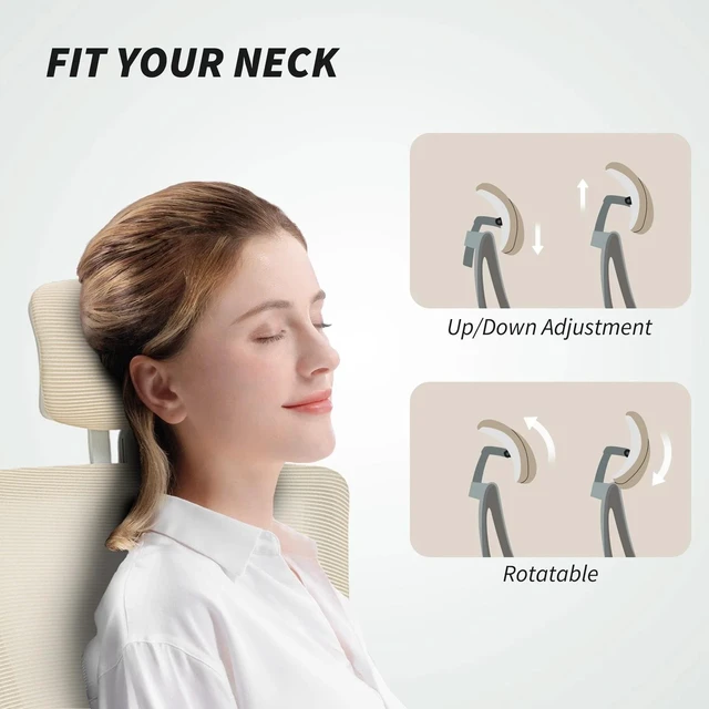 Alt view image 4 of 7 - Ergonomic Office Chair, Desk Chair with Adjustable Headrest, Beige