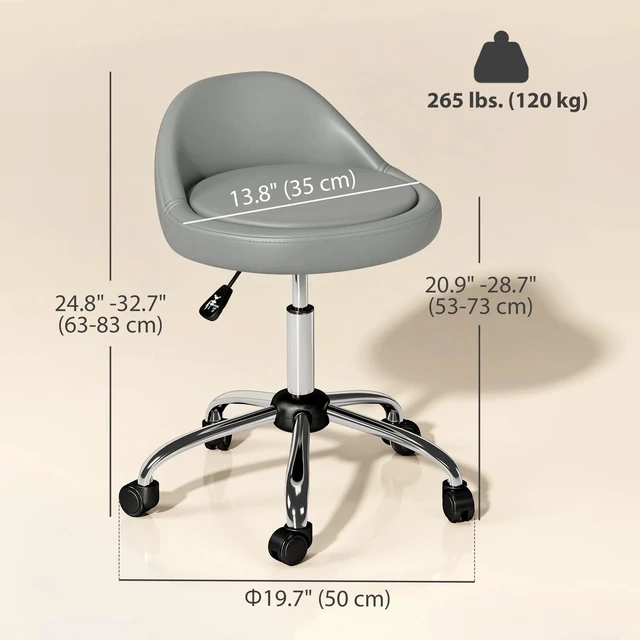 Alt view image 2 of 7 - Salon Stool Adjustable Swivel Massage Spa Beauty Stool Grey