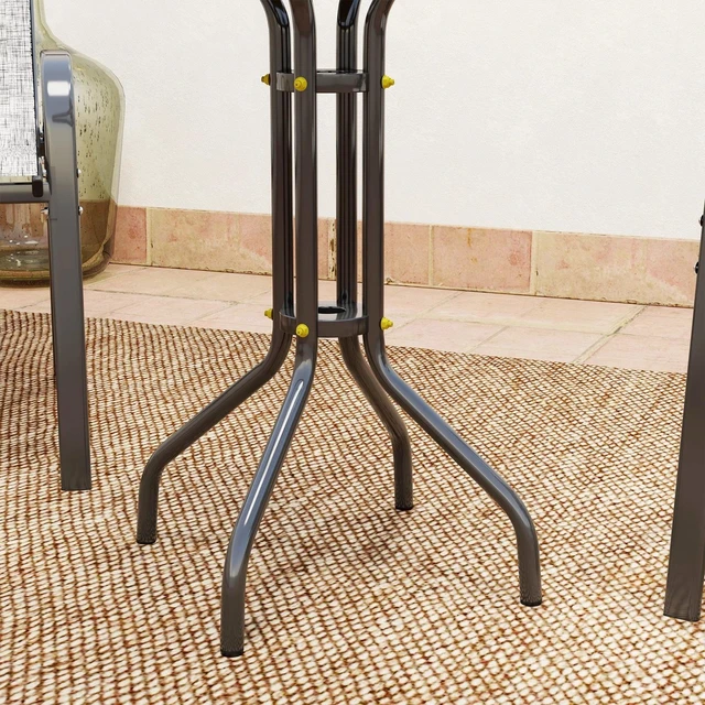 Alt view image 7 of 7 - 3 Pieces Outdoor Bistro Set with Stackable Chairs, Black