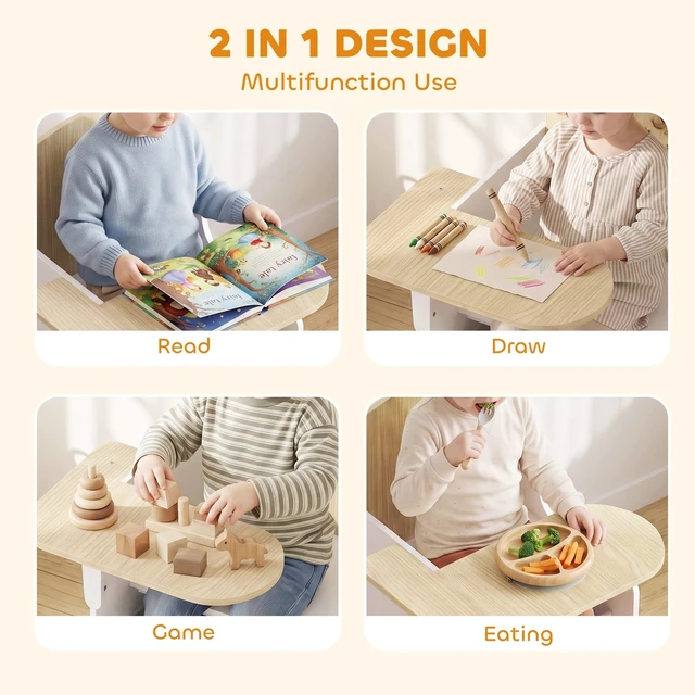 Alt view image 3 of 7 - Kids Table and Chair Set, Children Desk and Chair with Storage Bins, White