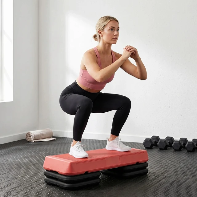 Alt view image 6 of 7 - 3-Height Adjustable Aerobic Exercise Step Platform, Red