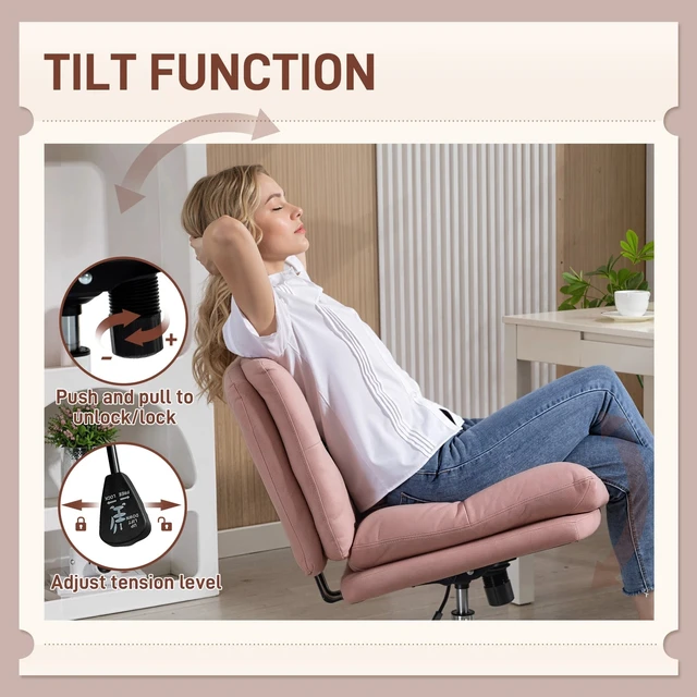Alt view image 6 of 7 - Armless Office Desk Chair, Criss Cross Computer Chair, Pink