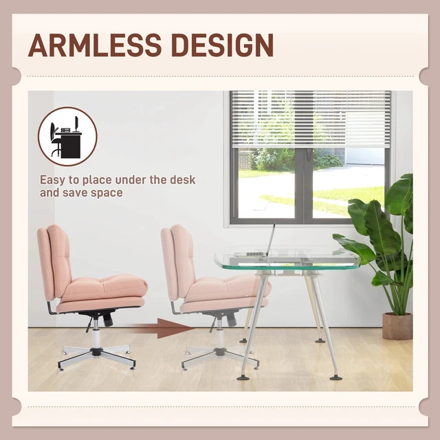 Alt view image 3 of 7 - Armless Office Desk Chair, Criss Cross Computer Chair, Pink