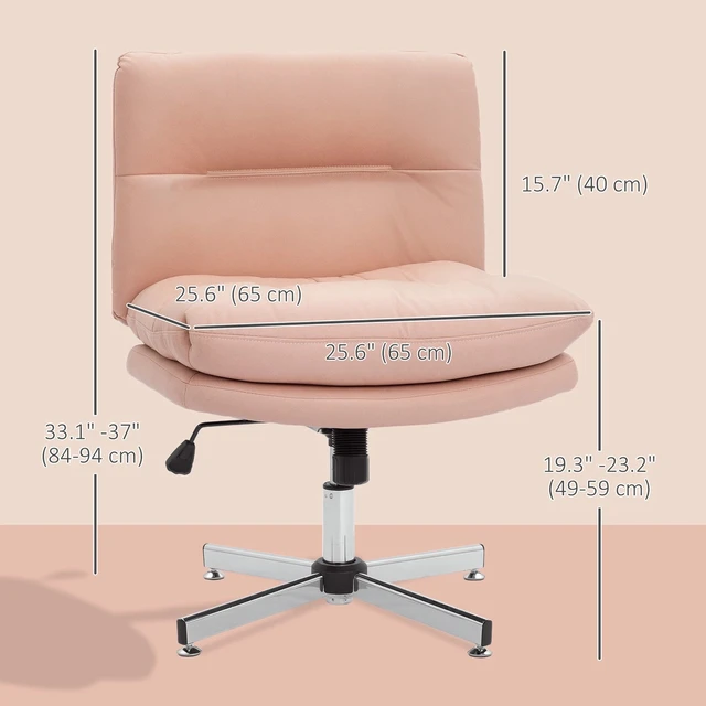 Alt view image 2 of 7 - Armless Office Desk Chair, Criss Cross Computer Chair, Pink