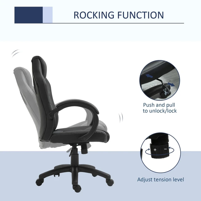 Alt view image 3 of 7 - Office Chair Racecar Style Gaming High Back Executive Adjustable Swivel Seat