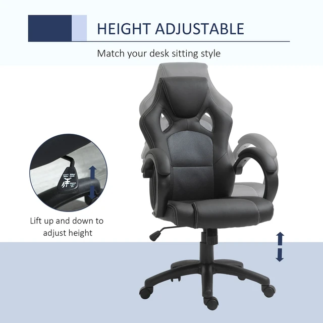 Alt view image 4 of 7 - Office Chair Racecar Style Gaming High Back Executive Adjustable Swivel Seat