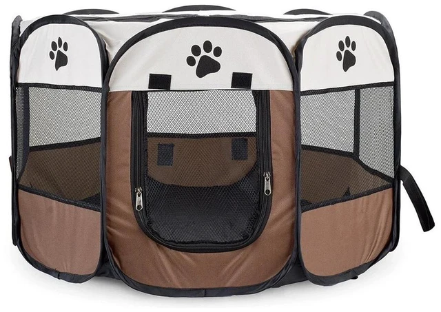 Main image of Portable Pet Playpen Foldable Dog Cat Playpen Camping Tent Kennel Crate