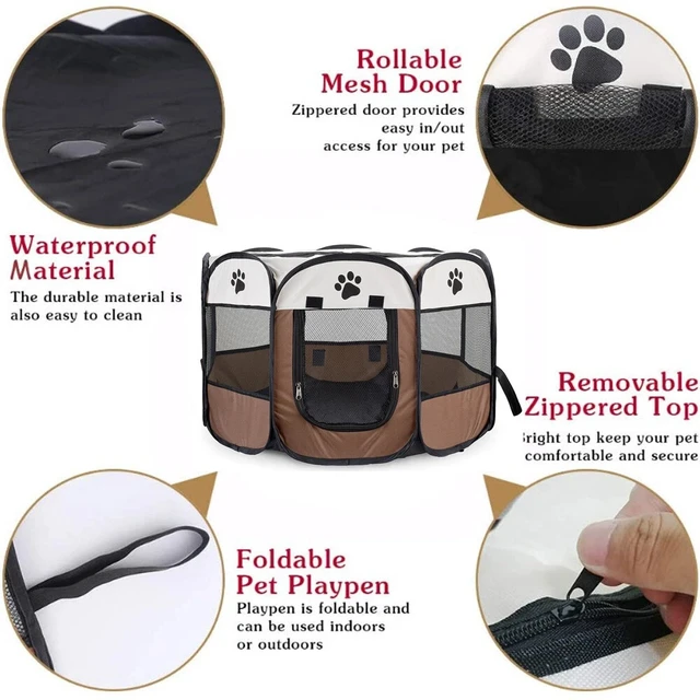 Alt view image 4 of 7 - Portable Pet Playpen Foldable Dog Cat Playpen Camping Tent Kennel Crate