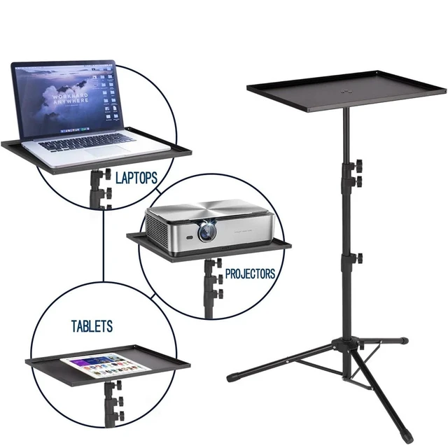 Alt view image 2 of 7 - Tripod Floor Stand For Laptop Projector Presentation Heigh Adjustable Foldable