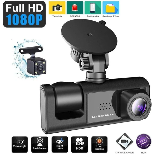 Alt view image 3 of 7 - Car Cam Dash Camera DVR Vehicle Video Recorder 1080P 3 Cameras Front Back