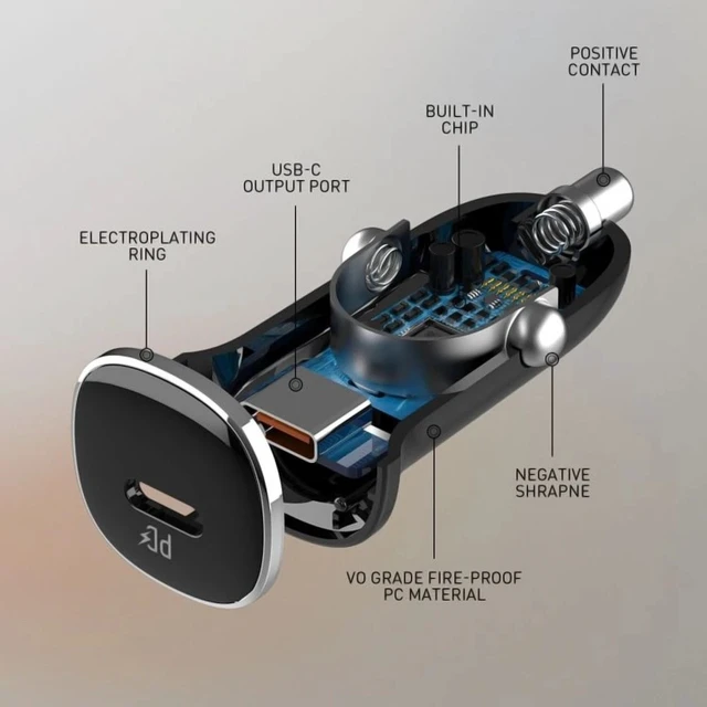 Alt view image 6 of 7 - USB-C Fast Car Charger 30W Type C Universal w/ USB C Cable 3Ft Compact Design