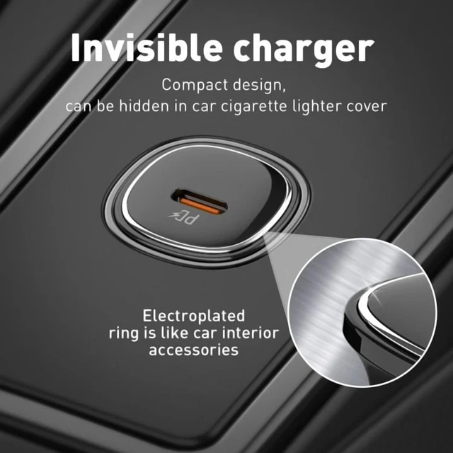 Alt view image 5 of 7 - USB-C Fast Car Charger 30W Type C Universal w/ USB C Cable 3Ft Compact Design