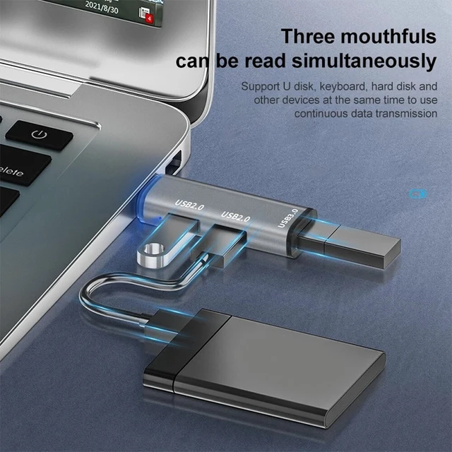 Alt view image 5 of 6 - USB Type C to USB 3.0 HUB USB-C 3.1 to USB 2.0 Hub Data Port Adapter