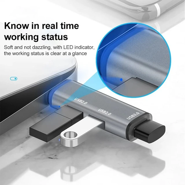 Alt view image 3 of 6 - USB Type C to USB 3.0 HUB USB-C 3.1 to USB 2.0 Hub Data Port Adapter