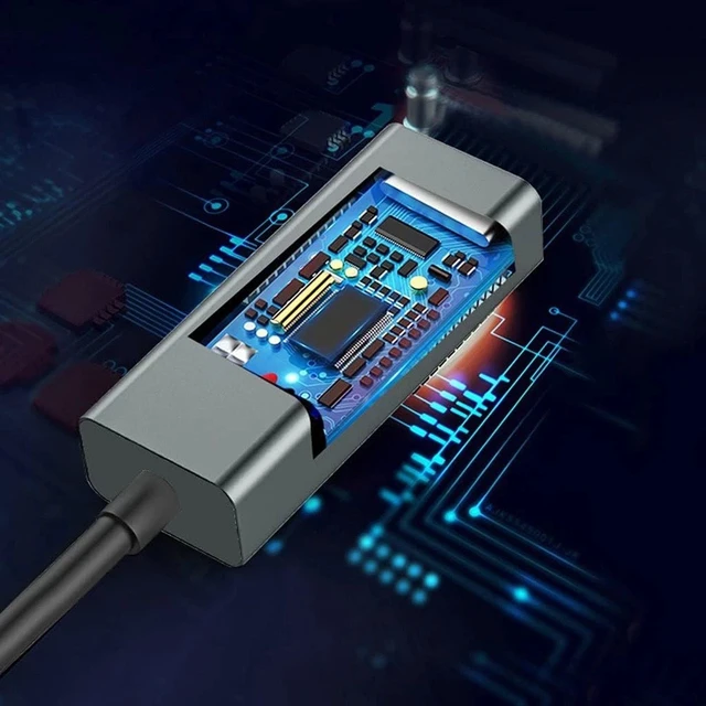 Alt view image 4 of 5 - USB C Type C Gigabit Ethernet LAN Adapter Network Card RJ45 Windows Mac